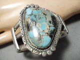 Opulent Vintage Native American Navajo Blue Thunder Turquoise Sterling Silver Bracelet Old-Nativo Arts