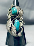 Rare Vintage Native American Navajo Carico Lake Turquoise Sterling Silver Ring-Nativo Arts