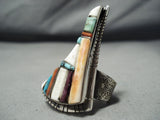 One Of The Best Vintage Native American Navajo Turquoise Inlay Sterling Silver Ring-Nativo Arts