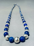 Native American Exceptional Santo Domingo Lapis Sterling Silver Necklace-Nativo Arts