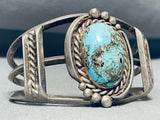 Rare Turquoise Mine Vintage Native American Navajo Sterling Silver Bracelet Cuff-Nativo Arts