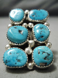 Huge Vintage Native American Navajo Big Snake Eyes Turquoise Sterling Silver Ring Old-Nativo Arts