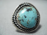 Amazing Vintage Native American Navajo Basalt Turquoise Sterling Silver Ring Old-Nativo Arts