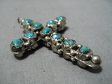 Exceptional Vintage Native American Navajo Cross Pendant Turquoise Sterling Silver Pendant-Nativo Arts
