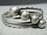 Early Huge Ball Vintage Native American Navajo Sterling Silver Bracelet Cuff Old-Nativo Arts