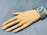 Water Stream Cuff Native American Navajo Red Mountain Turquoise Sterling Silver Bracelet-Nativo Arts