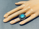 Rare Mine Turquoise Vintage Native American Navajo Sterling Silver Ring Old-Nativo Arts