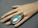 Very Important Vintage Native American Zuni Eddie Beyuka Turquoise Sterling Silver Ring-Nativo Arts