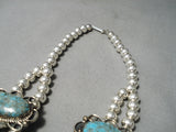 Important Vintage Native American Navajo #8 Turquoise Sports Illustrated Squash Blossom Necklace-Nativo Arts