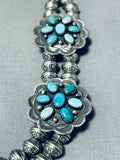 Flower Turquoise Concho Native American Navajo Sterling Silver Necklace-Nativo Arts