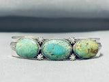 Breathtaking Vintage Native American Zuni Turquoise Sterling Silver Bracelet Signed-Nativo Arts