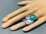 Rare Mine Turquoise Vintage Native American Navajo Morenci Sterling Silver Ring-Nativo Arts