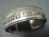 Superb Vintage Native American Navajo Sterling Silver Storyteller Braceleet Signed-Nativo Arts