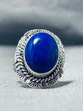 Stunning Native American Navajo Lapis Sterling Silver Ring-Nativo Arts