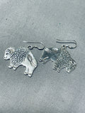 Sensational Native American Navajo Sterling Silver Buffalo Earrings-Nativo Arts