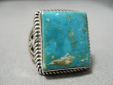 Amazing Vintage Navajo Squared Turquoise Sterling Silver Native American Ring-Nativo Arts