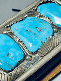 One Of The Best Biggest Vintage Native American Navajo Turquoise Sterling Silver Ketoh Bracelet-Nativo Arts