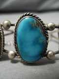 Quality Vintage Native American Navajo Bisbee Turquoise Sterling Silver Bracelet For Small Wrist-Nativo Arts