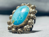 Sensational Vintage Native American Navajo Kingman Turquoise Sterling Silver Star Ring-Nativo Arts