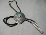 Exceptional Vintage Native American Navajo Sleeping Beauty Turquoise Sterling Silver Bolo-Nativo Arts