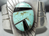 Incredible Vintage Native American Navajo Royston Turquoise Inlay Sterling Silver Bracelet-Nativo Arts