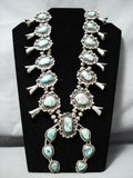 Women's Vintage Native American Navajo Morenci Turquoise Sterling Silver Squash Blossom Necklace-Nativo Arts