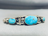 Native American Impressive Vintage Morenci Turquoise Sterling Silver Bracelet-Nativo Arts