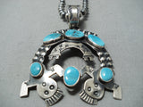 Astonishing Vintage Native American Navajo Morenci Turquoise Sterling Silver Necklace Old-Nativo Arts