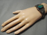 Stunning Vintage Native American Navajo High Grade Turquoise Sterling Silver Bracelet-Nativo Arts