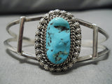 Magnificent Vintage Native American Navajo Sleeping Beauty Turquoise Sterling Silver Bracelet-Nativo Arts