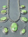 Native American Important Orvil Jack Turquoise Navajo Sterling Silver Necklace Earrings Set-Nativo Arts