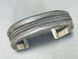 Superior Vintage Native American Navajo Sterling Silver Bracelet Signed Tahe-Nativo Arts
