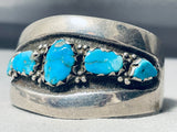Sturdy Heavy Vintage Native American Navajo Turquoise Sterling Silver Bracelet Cuff-Nativo Arts