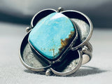 Impressive Vintage Native American Navajo #8 Turquoise Mine Sterling Silver Ring-Nativo Arts