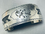 Extremely Unique Vintage Native American Navajo Geomtric Sterling Silver Bracelet-Nativo Arts