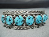 Marie Thompson Vintage Native American Navajo 7 Kingman Turquoise Sterling Silver Bracelet Old-Nativo Arts