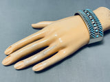 Native American Rare Slanted Turquoise Vintage Navajo Sterling Silver Bracelet Signed-Nativo Arts