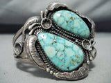 Huge High Grade Vintage Native American Navajo Carico Lake Turquoise Sterling Silver Bracelet-Nativo Arts