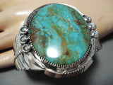 Magnificent Native American Navajo Pilot Mountain Turquoise Sterling Silver Huge Bracelet-Nativo Arts