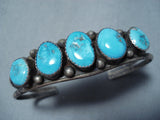 Excellent Vintage Native American Navajo Morenci Turquoise Sterling Silver Bracelet Old-Nativo Arts