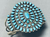 Magnificent Vintage Native American Navajo Turquoise Cluster Sterling Silver Bracelet-Nativo Arts