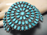 Huge Authentic Vintage Native American Navajo Blue Gem Turquoise Sterling Silver Bracelet-Nativo Arts