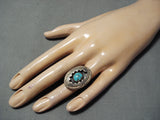 Amazing Vintage Native American Navajo Pillow Sterling Silver Turquoise Ring-Nativo Arts