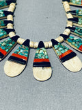 Native American Very Rare Authentic Early 1900's Vintage Santo Domingo Turquoise Necklace-Nativo Arts