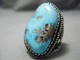 Huge And Thick!! Vintage Native American Navajo Old Morenci Turquoise Sterling Silver Ring-Nativo Arts