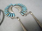 Huge Vintage Native American Navajo Turquoise Needlepoint Sterling Silver Bolo-Nativo Arts