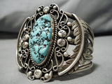 Quality!! Vintage Native American Navajo Turquoise Leaves Sterling Silver Bracelet Old-Nativo Arts