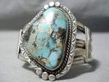 Opulent Vintage Native American Navajo Blue Thunder Turquoise Sterling Silver Bracelet Old-Nativo Arts