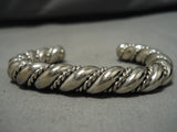Incredible Vintage Native American Navajo Twisted Coiled Sterling Silver Native Bracelet Old-Nativo Arts