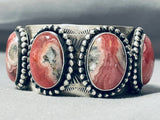 Pink Stone Heavy Native American Sterling Silver Bracelet-Nativo Arts